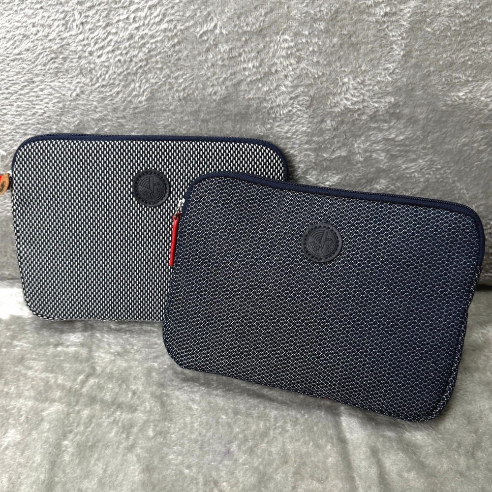 Air France Business Class 2x Amenity Kit Navy Blue & Gray Woven Pouch 1 unopened
